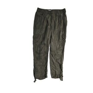 Cache Women's Olive Green Pants  Straight 4 Cargo 100% Cupro